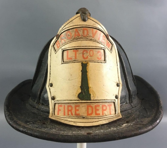 Antique Leather Firefighters Helmet