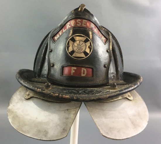 Antique Leather Melrose Park Firefighters Helmet