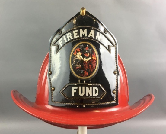 Vintage Metal Fireman Fund Helmet
