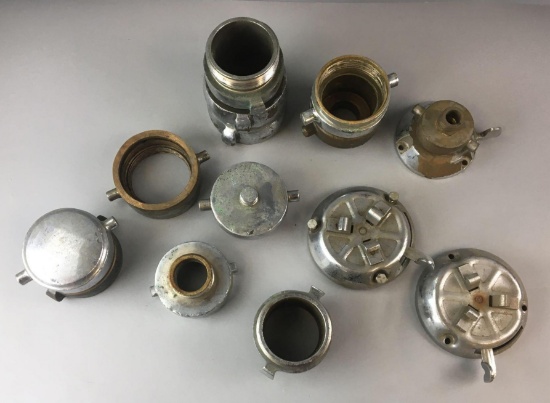 Group of 10 Vintage Firehose Couplings and more