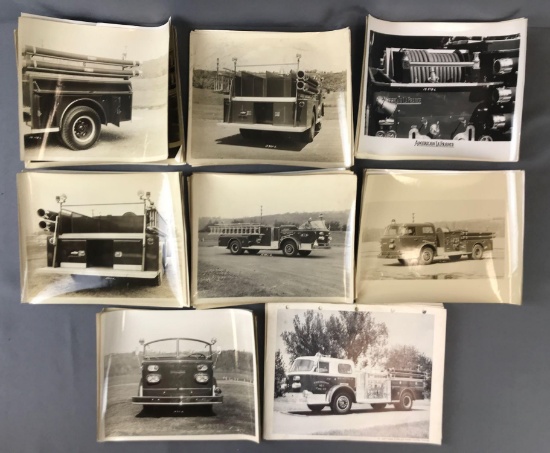 Group of 90+ black and white photographs and prints of firetrucks