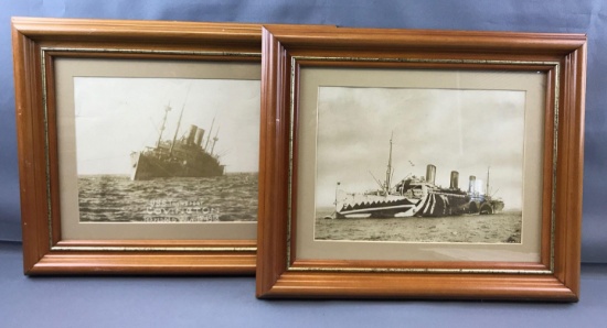 Group of 2 Antique photographs of ships