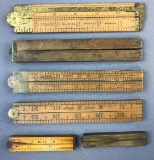 Group of 6 Vintage Wooden Folding Rulers