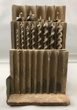 Vintage Drill Bit Set In Original Wooden Box