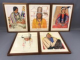 Group of 5 Vintage Framed Prints Native American