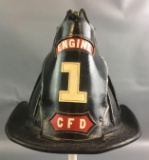 Antique Leather Firefighters Helmet