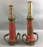 Group of 2 Vintage W. D. Allen Brass Fire Hose Nozzles