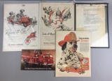 Group of Vintage Advertising Illustrations Firefighters