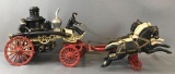 Cast Iron Sculpture: Horse Drawn Firetruck