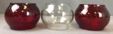 Group of three etched glass globes