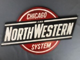 Hand carved Chicago and North Western System sign