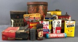 Group of 14 vintage tins and household needs