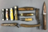 Group of 10 Vintage pocket knives and more