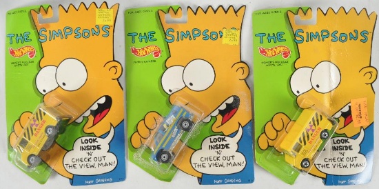Group of 3 Hot Wheels The Simpsons Die-Cast Vehicles in Original Packaging