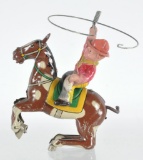 Vintage Japanese Tin Litho Bucking Bronco Wind Up Cowboy Toy