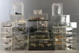 Group of 45 toy airplane replicas in display cases