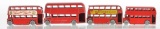 Group of 4 Matchbox No. 5 Routemaster Die-Cast Buses