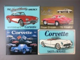 Group of 4 Corvette Metal Signs