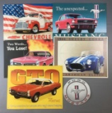 Group of 6 Classic Vehicles Metal Signs