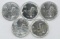 Group of (5) 2014 Canada $5 Bald Eagle One Ounce .9999 Fine Silver Rounds.