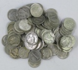 Group of (110) Mercury & Roosevelt Silver Dimes.