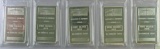 Group of (5) NTR Metals 10 Troy Ounce .999 Silver Bar / Ingots.