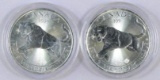 Group of (2) 2016 Canada $5 One Ounce .9999 Fine Silver Cougar Rounds.