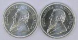 Group of (2) 2018 South Africa Krugerrrand 1oz. .999 Fine Silver Rounds.