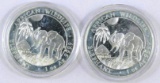 Group of (2) 2017 Somali Republic 100 Shillings 1oz. .9999 Fine Silver Elephant Rounds.