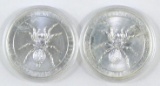 Group of (2) 2015 Australia $1 Funnel Web Spider One Ounce .999 Fine Silver Rounds.