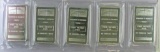 Group of (5) NTR Metals 10 Troy Ounce .999 Silver Bar / Ingots.
