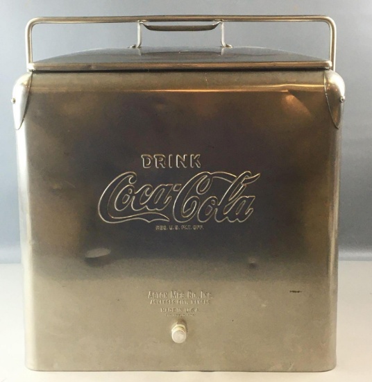 Vintage Coca-Cola Action Stainless Steel Embossed Cooler