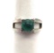 Sterling Silver and Malachite Modern Four-Prong Ring