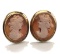 14k Coral Shell Cameo Earrings