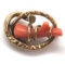 Vintage Gold and Coral Costume Brooch