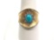 14k Yellow Gold and Turquoise Cigar Band Ring