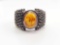 Sterling Silver and Amber Mid-century Style Ring