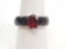Sterling Silver and Garnet Black Band Ring