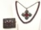 Faceted Crimson Collection - Vintage Necklace, Brooch and More