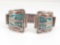 Native American Crafted Silver Turquoise and Coral Inlay Watch Strap