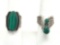 Lot of 2 : Sterling Silver and Banded Malachite Rings