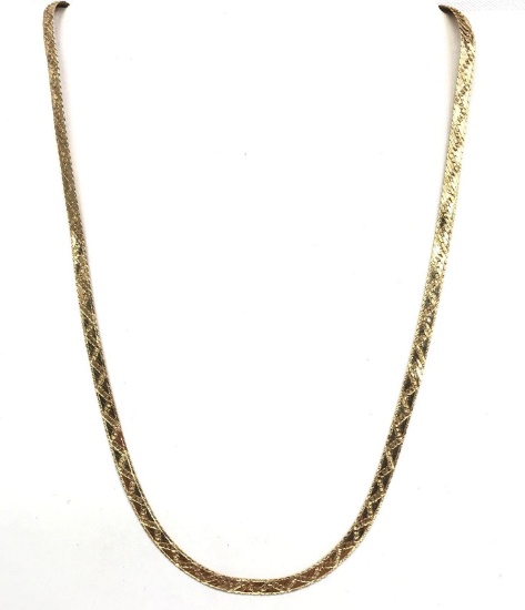 14k Yellow Gold Herring Bone Chain Necklace