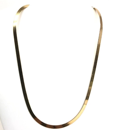 14k Yellow Gold Smooth Herringbone Chain Necklace