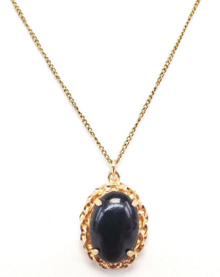 Gold and Black Cabochon Necklace