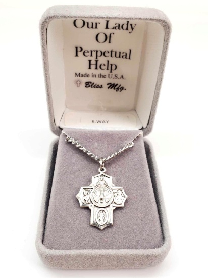 Our Lady of Perpetual Help Sterling Silver Cross