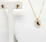 Rock Crystal and 14k Yellow Gold Necklace and Earring Set