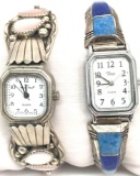Lot of 2 : Sterling Silver Watch Straps - Inlay and MOP