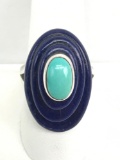 Sterling Silver Lapis and Turquoise Layered Ring