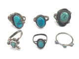 Lot of 6 : Native American Crafted Southwestern Rings