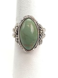 Sterling Silver Lime Green Turquoise Double Band Ring